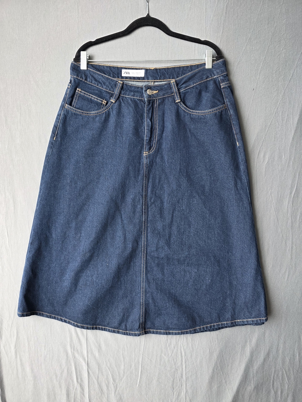 Zara Blue Denim A-Line Skirt